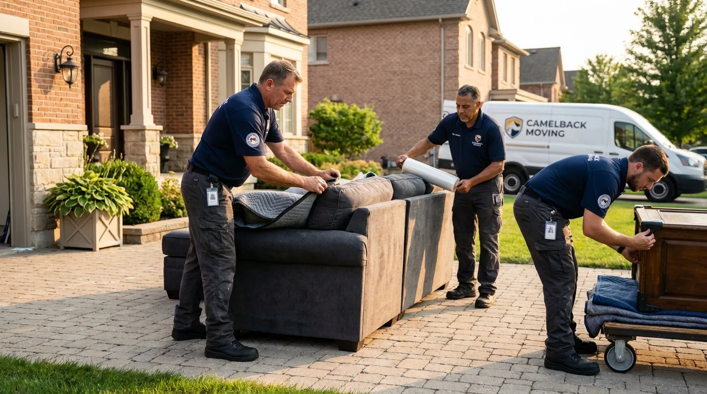 Large estate moving crew wrapping furniture in Everett, WA