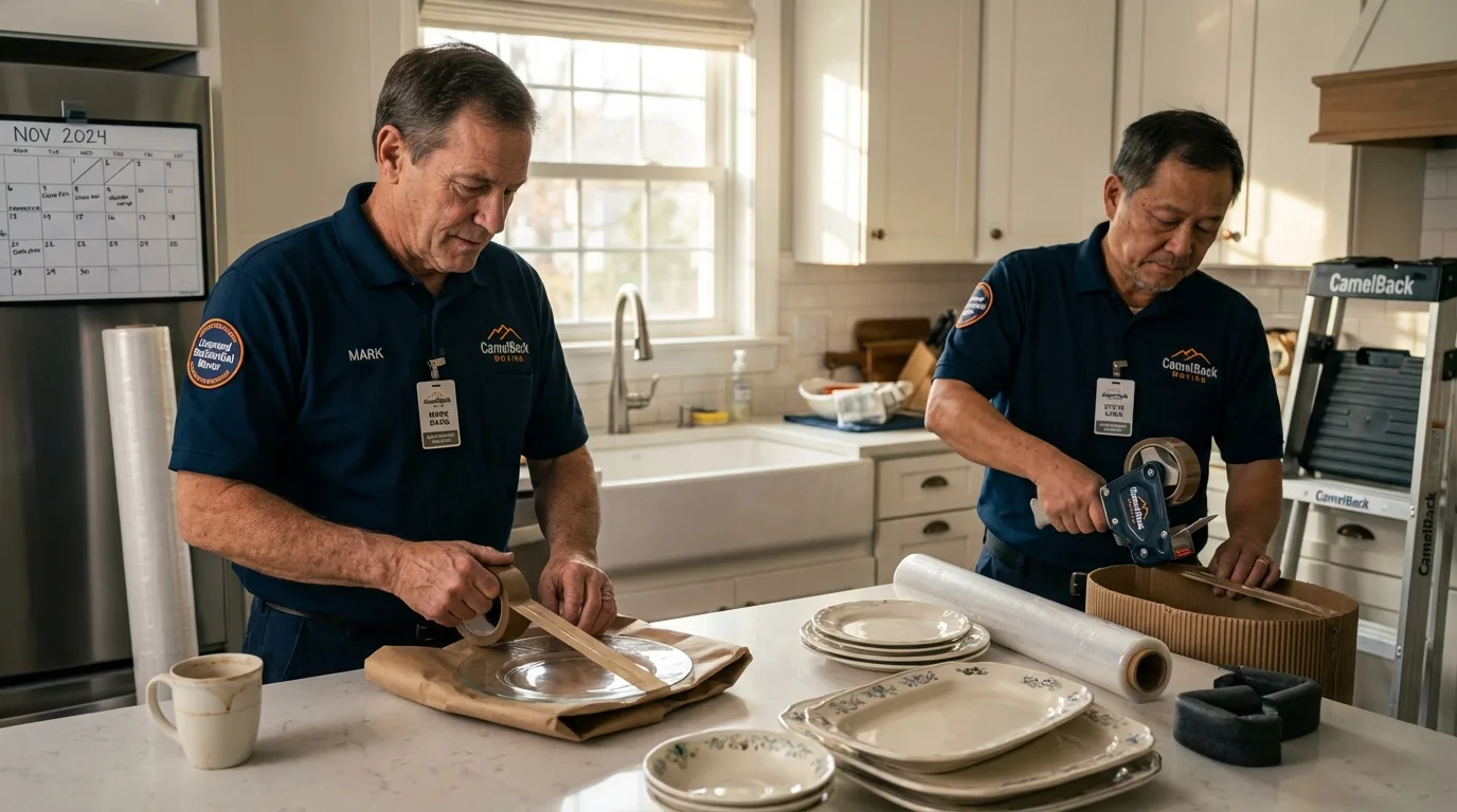 Professional crew packing kitchen dishware in Everett, WA